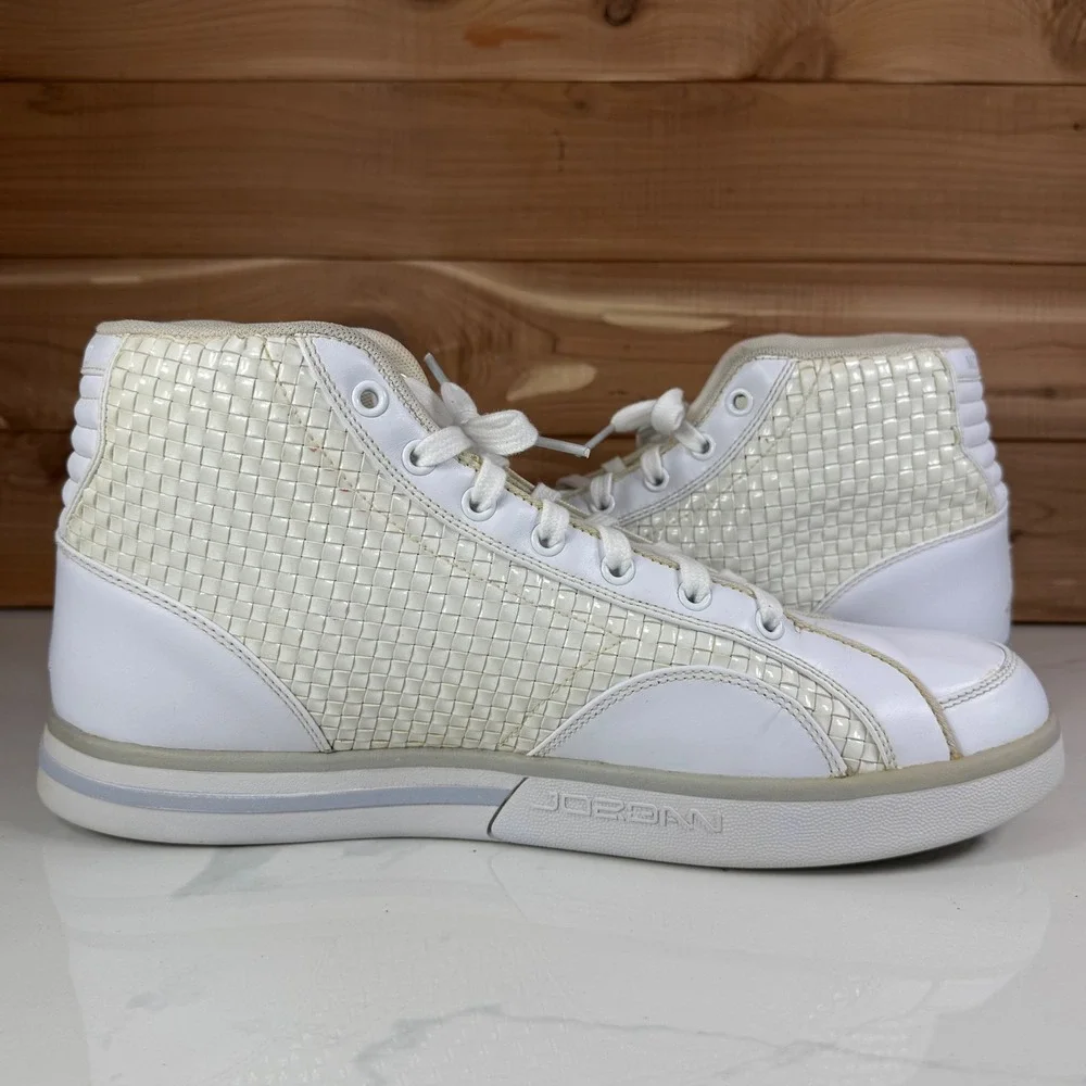 Jordan Phly Legend Premier White Metallic Silver Woven 343449-101 Mens‎ 11.5